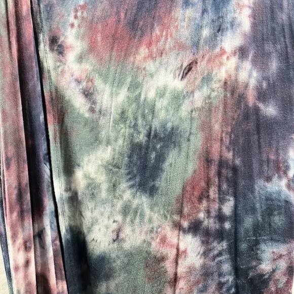 Coin 1804 Hooded Grunge Tie Dye Duster Open Cardigan M Fairy Olive Green Navy - Picture 4 of 9